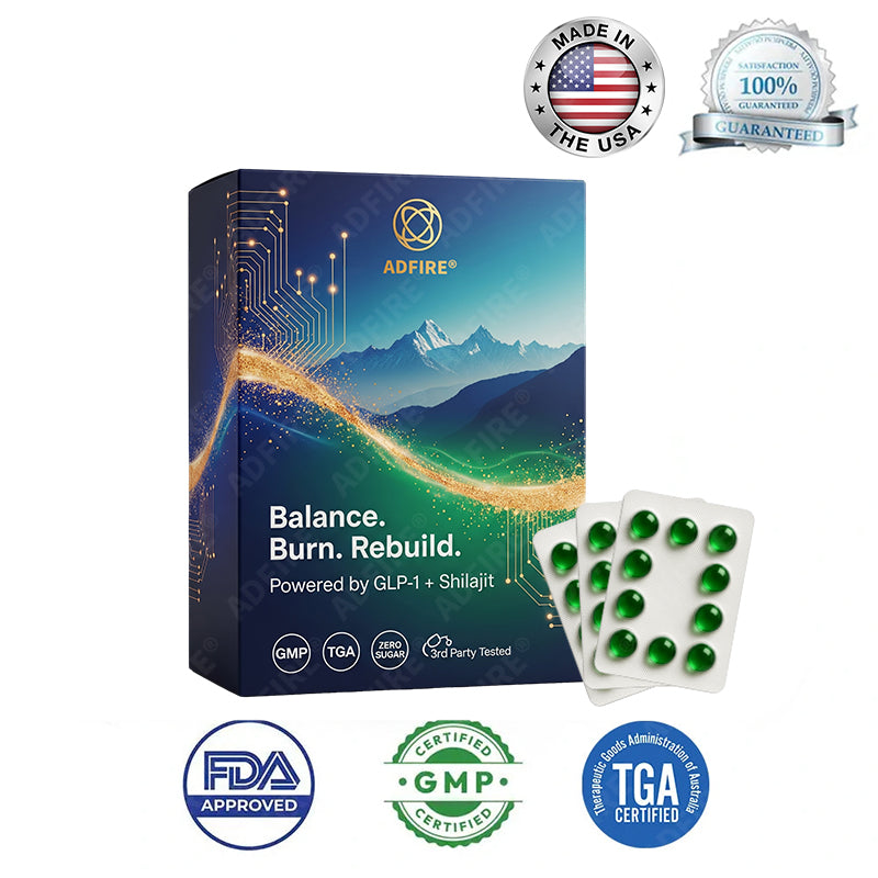 𝐀𝐝𝐟𝐢𝐫𝐞® 𝐆𝐋𝐏-𝟏 + 𝐒𝐡𝐢𝐥𝐚𝐣𝐢𝐭 𝐃𝐮𝐚𝐥-𝐂𝐨𝐫𝐞 𝐌𝐞𝐭𝐚𝐛𝐨𝐥𝐢𝐜 & 𝐑𝐞𝐬𝐭𝐨𝐫𝐚𝐭𝐢𝐨𝐧 𝐔𝐥𝐭𝐫𝐚-𝐂𝐨𝐧𝐜𝐞𝐧𝐭𝐫𝐚𝐭𝐞𝐝 𝐄𝐬𝐬𝐞𝐧𝐜𝐞 𝐁𝐞𝐚𝐝𝐬 — 𝐒𝐜𝐢𝐞𝐧𝐭𝐢𝐟𝐢𝐜 𝐅𝐚𝐭 𝐁𝐮𝐫𝐧 × 𝐇𝐞𝐫𝐛𝐚𝐥 𝐑𝐞𝐣𝐮𝐯𝐞𝐧𝐚𝐭𝐢𝐨𝐧, 𝐅𝐮𝐥𝐥𝐲 𝐀𝐜𝐭𝐢𝐯𝐚𝐭𝐢𝐧𝐠 𝐭𝐡𝐞 𝐁𝐨𝐝𝐲’𝐬 𝐌𝐞𝐭𝐚𝐛𝐨𝐥𝐢𝐜 𝐒𝐲𝐬𝐭𝐞𝐦 (✅ 𝐁𝐥𝐨𝐨𝐝 𝐒𝐮𝐠𝐚𝐫 𝐂𝐨𝐧𝐭𝐫𝐨𝐥, 𝐅𝐚𝐭 𝐋𝐨𝐬𝐬, 𝐇𝐞𝐚𝐫𝐭 𝐇𝐞𝐚𝐥𝐭𝐡, 𝐀𝐧𝐭𝐢-𝐀𝐠𝐢𝐧𝐠)