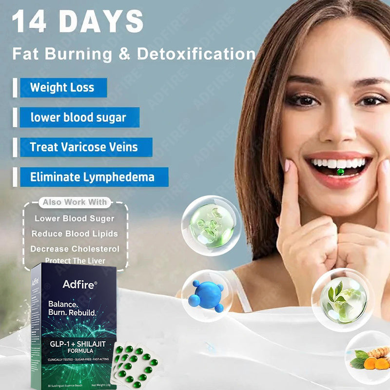 𝐀𝐝𝐟𝐢𝐫𝐞® 𝐆𝐋𝐏-𝟏 + 𝐒𝐡𝐢𝐥𝐚𝐣𝐢𝐭 𝐃𝐮𝐚𝐥-𝐂𝐨𝐫𝐞 𝐌𝐞𝐭𝐚𝐛𝐨𝐥𝐢𝐜 & 𝐑𝐞𝐬𝐭𝐨𝐫𝐚𝐭𝐢𝐨𝐧 𝐔𝐥𝐭𝐫𝐚-𝐂𝐨𝐧𝐜𝐞𝐧𝐭𝐫𝐚𝐭𝐞𝐝 𝐄𝐬𝐬𝐞𝐧𝐜𝐞 𝐁𝐞𝐚𝐝𝐬 — 𝐒𝐜𝐢𝐞𝐧𝐭𝐢𝐟𝐢𝐜 𝐅𝐚𝐭 𝐁𝐮𝐫𝐧 × 𝐇𝐞𝐫𝐛𝐚𝐥 𝐑𝐞𝐣𝐮𝐯𝐞𝐧𝐚𝐭𝐢𝐨𝐧, 𝐅𝐮𝐥𝐥𝐲 𝐀𝐜𝐭𝐢𝐯𝐚𝐭𝐢𝐧𝐠 𝐭𝐡𝐞 𝐁𝐨𝐝𝐲’𝐬 𝐌𝐞𝐭𝐚𝐛𝐨𝐥𝐢𝐜 𝐒𝐲𝐬𝐭𝐞𝐦 (✅ 𝐁𝐥𝐨𝐨𝐝 𝐒𝐮𝐠𝐚𝐫 𝐂𝐨𝐧𝐭𝐫𝐨𝐥, 𝐅𝐚𝐭 𝐋𝐨𝐬𝐬, 𝐇𝐞𝐚𝐫𝐭 𝐇𝐞𝐚𝐥𝐭𝐡, 𝐀𝐧𝐭𝐢-𝐀𝐠𝐢𝐧𝐠)