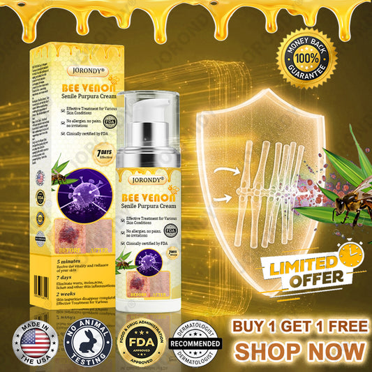 𝐎𝐅𝐅𝐈𝐂𝐈𝐀𝐋 𝐒𝐓𝐎𝐑𝐄!🐝 JORONDY® Bee Venom Senile Purpura Cream: The FDA-Registered Skincare Solution for Age-Related Skin Frailness.