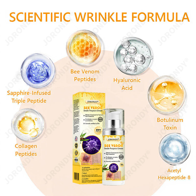 🐝 JORONDY® Bee Venom Senile Purpura Cream:Still struggling? Get a Second Box at an extra 30% Off – One for Home, One for On-the-Go!