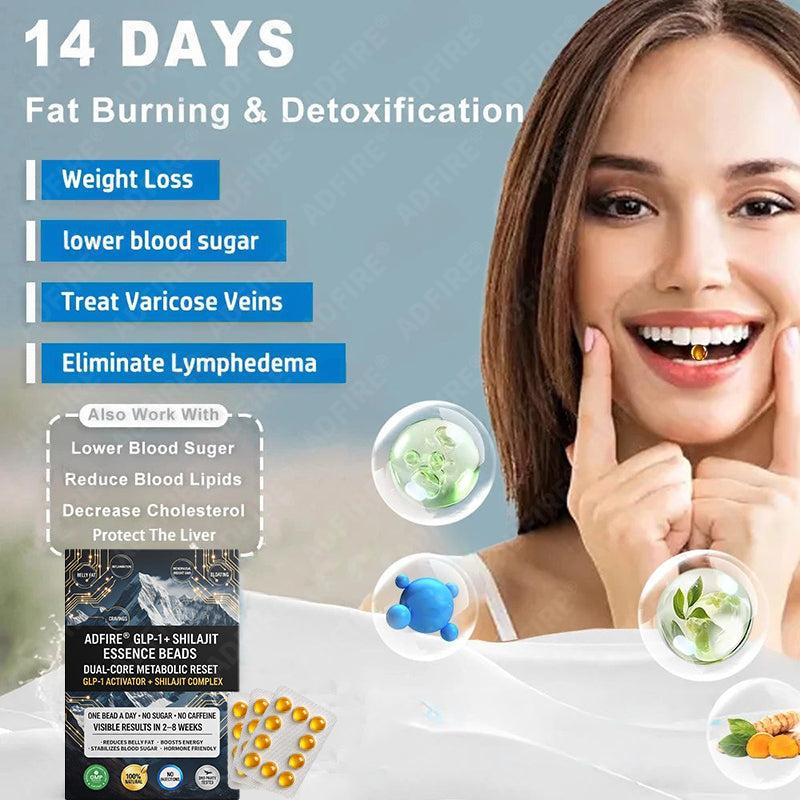 𝐀𝐝𝐟𝐢𝐫𝐞® 𝐆𝐋𝐏-𝟏 + 𝐒𝐡𝐢𝐥𝐚𝐣𝐢𝐭 𝐃𝐮𝐚𝐥-𝐂𝐨𝐫𝐞 𝐌𝐞𝐭𝐚𝐛𝐨𝐥𝐢𝐜 & 𝐑𝐞𝐬𝐭𝐨𝐫𝐚𝐭𝐢𝐨𝐧 𝐔𝐥𝐭𝐫𝐚-𝐂𝐨𝐧𝐜𝐞𝐧𝐭𝐫𝐚𝐭𝐞𝐝 𝐄𝐬𝐬𝐞𝐧𝐜𝐞 𝐁𝐞𝐚𝐝𝐬 — 𝐒𝐜𝐢𝐞𝐧𝐭𝐢𝐟𝐢𝐜 𝐅𝐚𝐭 𝐁𝐮𝐫𝐧 × 𝐇𝐞𝐫𝐛𝐚𝐥 𝐑𝐞𝐣𝐮𝐯𝐞𝐧𝐚𝐭𝐢𝐨𝐧, 𝐅𝐮𝐥𝐥𝐲 𝐀𝐜𝐭𝐢𝐯𝐚𝐭𝐢𝐧𝐠 𝐭𝐡𝐞 𝐁𝐨𝐝𝐲’𝐬 𝐌𝐞𝐭𝐚𝐛𝐨𝐥𝐢𝐜 𝐒𝐲𝐬𝐭𝐞𝐦 (✅ 𝐁𝐥𝐨𝐨𝐝 𝐒𝐮𝐠𝐚𝐫 𝐂𝐨𝐧𝐭𝐫𝐨𝐥, 𝐅𝐚𝐭 𝐋𝐨𝐬𝐬, 𝐇𝐞𝐚𝐫𝐭 𝐇𝐞𝐚𝐥𝐭𝐡, 𝐀𝐧𝐭𝐢-𝐀𝐠𝐢𝐧𝐠)