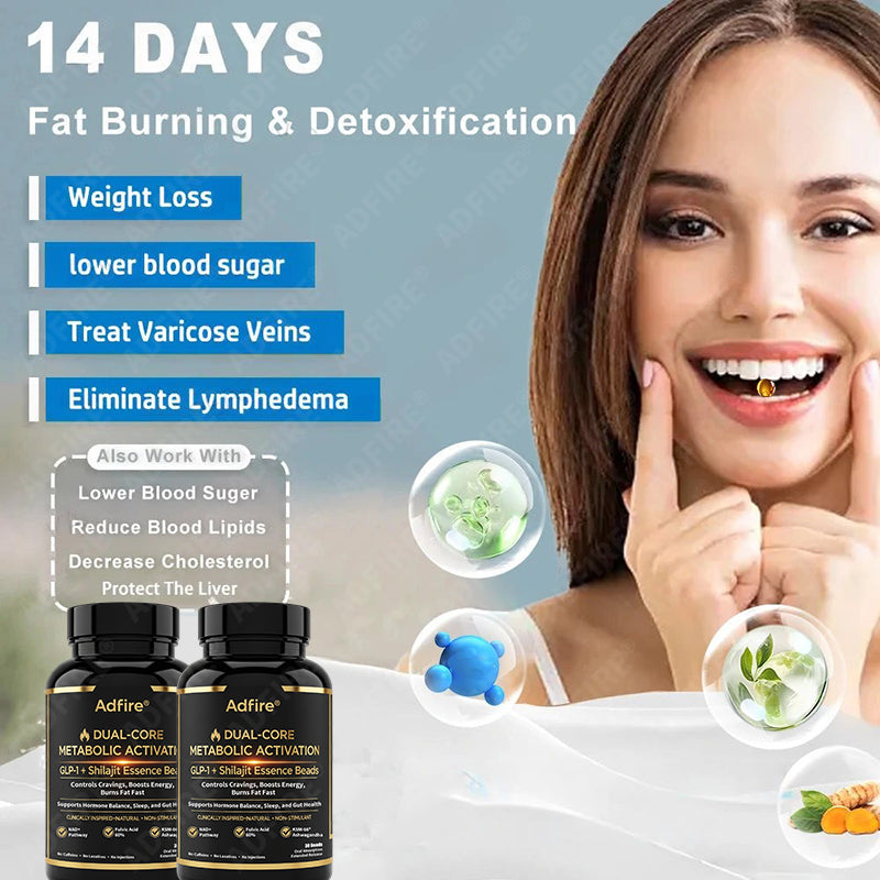 𝐀𝐝𝐟𝐢𝐫𝐞® 𝐆𝐋𝐏-𝟏 + 𝐒𝐡𝐢𝐥𝐚𝐣𝐢𝐭 𝐃𝐮𝐚𝐥-𝐂𝐨𝐫𝐞 𝐌𝐞𝐭𝐚𝐛𝐨𝐥𝐢𝐜 & 𝐑𝐞𝐬𝐭𝐨𝐫𝐚𝐭𝐢𝐨𝐧 𝐔𝐥𝐭𝐫𝐚-𝐂𝐨𝐧𝐜𝐞𝐧𝐭𝐫𝐚𝐭𝐞𝐝 𝐄𝐬𝐬𝐞𝐧𝐜𝐞 𝐁𝐞𝐚𝐝𝐬 — 𝐒𝐜𝐢𝐞𝐧𝐭𝐢𝐟𝐢𝐜 𝐅𝐚𝐭 𝐁𝐮𝐫𝐧 × 𝐇𝐞𝐫𝐛𝐚𝐥 𝐑𝐞𝐣𝐮𝐯𝐞𝐧𝐚𝐭𝐢𝐨𝐧, 𝐅𝐮𝐥𝐥𝐲 𝐀𝐜𝐭𝐢𝐯𝐚𝐭𝐢𝐧𝐠 𝐭𝐡𝐞 𝐁𝐨𝐝𝐲’𝐬 𝐌𝐞𝐭𝐚𝐛𝐨𝐥𝐢𝐜 𝐒𝐲𝐬𝐭𝐞𝐦 (✅ 𝐁𝐥𝐨𝐨𝐝 𝐒𝐮𝐠𝐚𝐫 𝐂𝐨𝐧𝐭𝐫𝐨𝐥, 𝐅𝐚𝐭 𝐋𝐨𝐬𝐬, 𝐇𝐞𝐚𝐫𝐭 𝐇𝐞𝐚𝐥𝐭𝐡, 𝐀𝐧𝐭𝐢-𝐀𝐠𝐢𝐧𝐠)