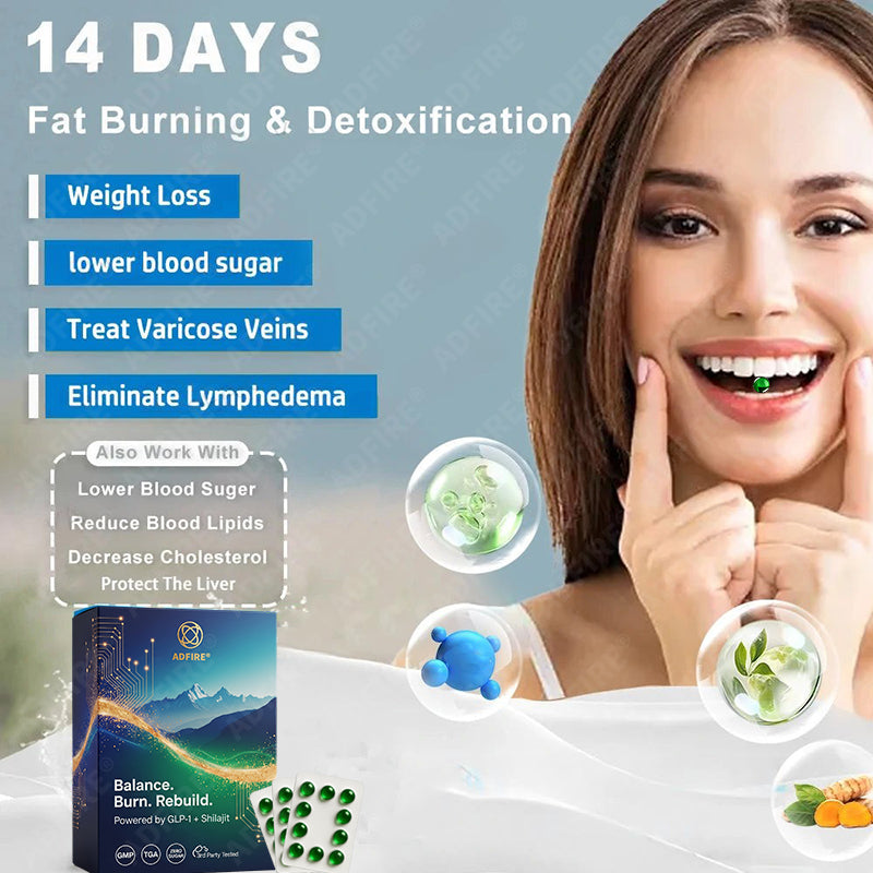 𝐀𝐝𝐟𝐢𝐫𝐞® 𝐆𝐋𝐏-𝟏 + 𝐒𝐡𝐢𝐥𝐚𝐣𝐢𝐭 𝐃𝐮𝐚𝐥-𝐂𝐨𝐫𝐞 𝐌𝐞𝐭𝐚𝐛𝐨𝐥𝐢𝐜 & 𝐑𝐞𝐬𝐭𝐨𝐫𝐚𝐭𝐢𝐨𝐧 𝐔𝐥𝐭𝐫𝐚-𝐂𝐨𝐧𝐜𝐞𝐧𝐭𝐫𝐚𝐭𝐞𝐝 𝐄𝐬𝐬𝐞𝐧𝐜𝐞 𝐁𝐞𝐚𝐝𝐬 — 𝐒𝐜𝐢𝐞𝐧𝐭𝐢𝐟𝐢𝐜 𝐅𝐚𝐭 𝐁𝐮𝐫𝐧 × 𝐇𝐞𝐫𝐛𝐚𝐥 𝐑𝐞𝐣𝐮𝐯𝐞𝐧𝐚𝐭𝐢𝐨𝐧, 𝐅𝐮𝐥𝐥𝐲 𝐀𝐜𝐭𝐢𝐯𝐚𝐭𝐢𝐧𝐠 𝐭𝐡𝐞 𝐁𝐨𝐝𝐲’𝐬 𝐌𝐞𝐭𝐚𝐛𝐨𝐥𝐢𝐜 𝐒𝐲𝐬𝐭𝐞𝐦 (✅ 𝐁𝐥𝐨𝐨𝐝 𝐒𝐮𝐠𝐚𝐫 𝐂𝐨𝐧𝐭𝐫𝐨𝐥, 𝐅𝐚𝐭 𝐋𝐨𝐬𝐬, 𝐇𝐞𝐚𝐫𝐭 𝐇𝐞𝐚𝐥𝐭𝐡, 𝐀𝐧𝐭𝐢-𝐀𝐠𝐢𝐧𝐠)