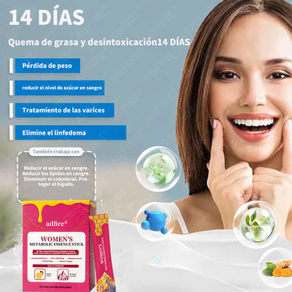 ADFIRE® BALANCE BURN BEAUTIFY ESENCIA METABÓLICA PARA MUJERES GLP-1 + SHILAJIT + JALEA REAL EN BARRA