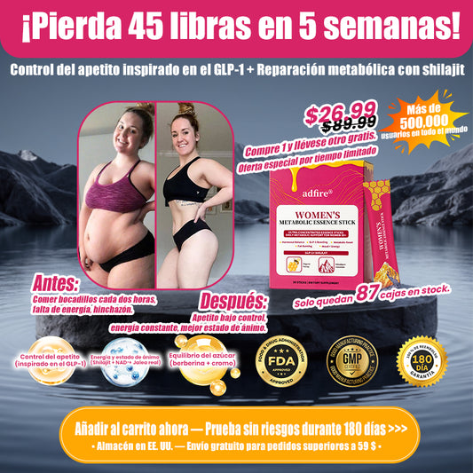 ADFIRE® BALANCE BURN BEAUTIFY ESENCIA METABÓLICA PARA MUJERES GLP-1 + SHILAJIT + JALEA REAL EN BARRA