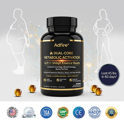 𝐀𝐝𝐟𝐢𝐫𝐞® 𝐆𝐋𝐏-𝟏 + 𝐒𝐡𝐢𝐥𝐚𝐣𝐢𝐭 𝐃𝐮𝐚𝐥-𝐂𝐨𝐫𝐞 𝐌𝐞𝐭𝐚𝐛𝐨𝐥𝐢𝐜 & 𝐑𝐞𝐬𝐭𝐨𝐫𝐚𝐭𝐢𝐨𝐧 𝐔𝐥𝐭𝐫𝐚-𝐂𝐨𝐧𝐜𝐞𝐧𝐭𝐫𝐚𝐭𝐞𝐝 𝐄𝐬𝐬𝐞𝐧𝐜𝐞 𝐁𝐞𝐚𝐝𝐬 — 𝐒𝐜𝐢𝐞𝐧𝐭𝐢𝐟𝐢𝐜 𝐅𝐚𝐭 𝐁𝐮𝐫𝐧 × 𝐇𝐞𝐫𝐛𝐚𝐥 𝐑𝐞𝐣𝐮𝐯𝐞𝐧𝐚𝐭𝐢𝐨𝐧, 𝐅𝐮𝐥𝐥𝐲 𝐀𝐜𝐭𝐢𝐯𝐚𝐭𝐢𝐧𝐠 𝐭𝐡𝐞 𝐁𝐨𝐝𝐲’𝐬 𝐌𝐞𝐭𝐚𝐛𝐨𝐥𝐢𝐜 𝐒𝐲𝐬𝐭𝐞𝐦 (✅ 𝐁𝐥𝐨𝐨𝐝 𝐒𝐮𝐠𝐚𝐫 𝐂𝐨𝐧𝐭𝐫𝐨𝐥, 𝐅𝐚𝐭 𝐋𝐨𝐬𝐬, 𝐇𝐞𝐚𝐫𝐭 𝐇𝐞𝐚𝐥𝐭𝐡, 𝐀𝐧𝐭𝐢-𝐀𝐠𝐢𝐧𝐠)