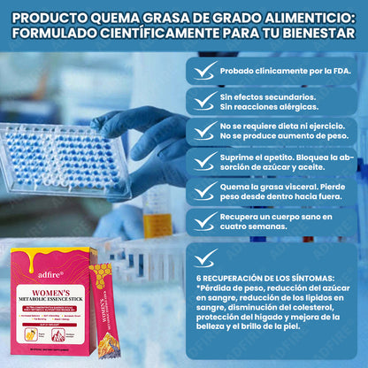 ADFIRE® BALANCE BURN BEAUTIFY ESENCIA METABÓLICA PARA MUJERES GLP-1 + SHILAJIT + JALEA REAL EN BARRA