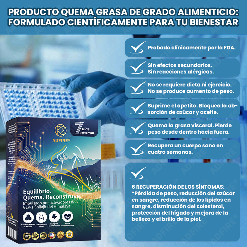 Controla tu apetito en minutos · Pierde 42 lbs en 60 días · 100% Natural