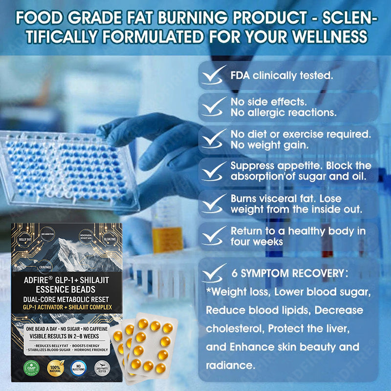 𝐀𝐝𝐟𝐢𝐫𝐞® 𝐆𝐋𝐏-𝟏 + 𝐒𝐡𝐢𝐥𝐚𝐣𝐢𝐭 𝐃𝐮𝐚𝐥-𝐂𝐨𝐫𝐞 𝐌𝐞𝐭𝐚𝐛𝐨𝐥𝐢𝐜 & 𝐑𝐞𝐬𝐭𝐨𝐫𝐚𝐭𝐢𝐨𝐧 𝐔𝐥𝐭𝐫𝐚-𝐂𝐨𝐧𝐜𝐞𝐧𝐭𝐫𝐚𝐭𝐞𝐝 𝐄𝐬𝐬𝐞𝐧𝐜𝐞 𝐁𝐞𝐚𝐝𝐬 — 𝐒𝐜𝐢𝐞𝐧𝐭𝐢𝐟𝐢𝐜 𝐅𝐚𝐭 𝐁𝐮𝐫𝐧 × 𝐇𝐞𝐫𝐛𝐚𝐥 𝐑𝐞𝐣𝐮𝐯𝐞𝐧𝐚𝐭𝐢𝐨𝐧, 𝐅𝐮𝐥𝐥𝐲 𝐀𝐜𝐭𝐢𝐯𝐚𝐭𝐢𝐧𝐠 𝐭𝐡𝐞 𝐁𝐨𝐝𝐲’𝐬 𝐌𝐞𝐭𝐚𝐛𝐨𝐥𝐢𝐜 𝐒𝐲𝐬𝐭𝐞𝐦 (✅ 𝐁𝐥𝐨𝐨𝐝 𝐒𝐮𝐠𝐚𝐫 𝐂𝐨𝐧𝐭𝐫𝐨𝐥, 𝐅𝐚𝐭 𝐋𝐨𝐬𝐬, 𝐇𝐞𝐚𝐫𝐭 𝐇𝐞𝐚𝐥𝐭𝐡, 𝐀𝐧𝐭𝐢-𝐀𝐠𝐢𝐧𝐠)