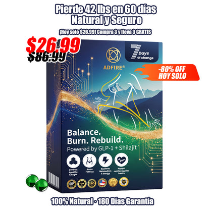 ¡Oferta por tiempo limitado! 🔥80% OFF🔥--Perlas de esencia superconcentrada Adfire® GLP-1 + Shilajit— Pierda 42 libras en 60 días naturalmente