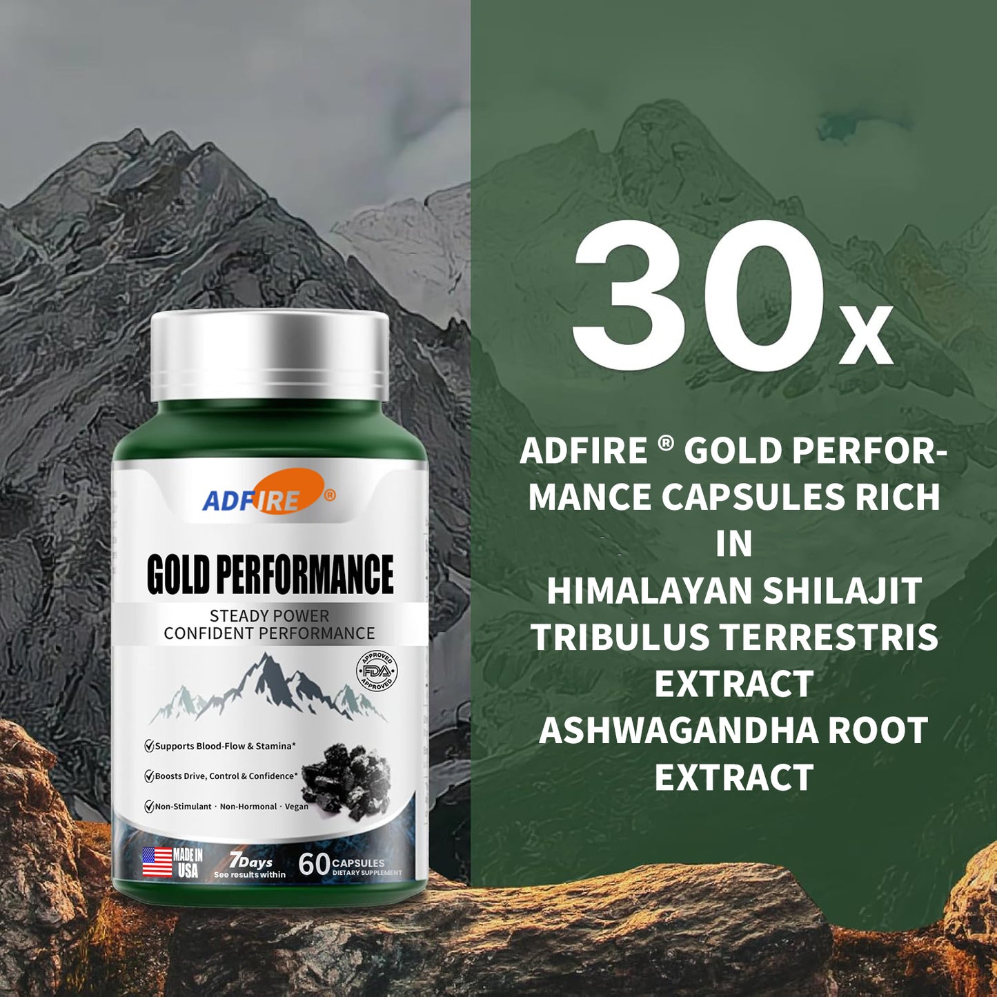 𝐀𝐝𝐟𝐢𝐫𝐞® 𝐆𝐨𝐥𝐝 𝐏𝐞𝐫𝐟𝐨𝐫𝐦𝐚𝐧𝐜𝐞 𝐂𝐚𝐩𝐬𝐮𝐥𝐞𝐬 — 𝐍𝐚𝐭𝐮𝐫𝐚𝐥 𝐒𝐢𝐳𝐞 & 𝐒𝐭𝐚𝐦𝐢𝐧𝐚 𝐄𝐧𝐡𝐚𝐧𝐜𝐞𝐫