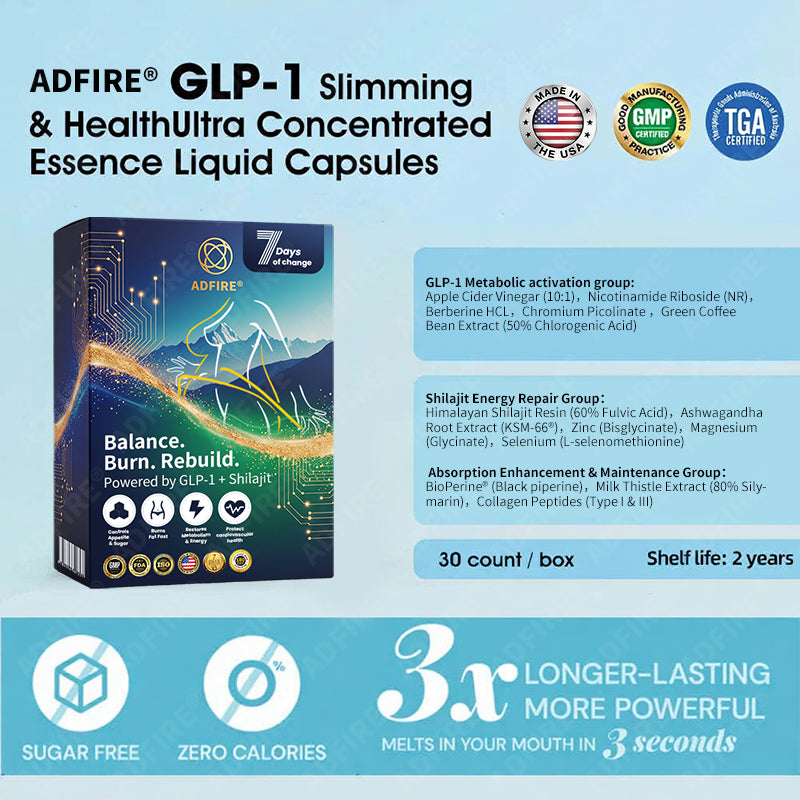 𝐀𝐝𝐟𝐢𝐫𝐞® 𝐆𝐋𝐏-𝟏 + 𝐒𝐡𝐢𝐥𝐚𝐣𝐢𝐭 𝐃𝐮𝐚𝐥-𝐂𝐨𝐫𝐞 𝐌𝐞𝐭𝐚𝐛𝐨𝐥𝐢𝐜 & 𝐑𝐞𝐬𝐭𝐨𝐫𝐚𝐭𝐢𝐨𝐧 𝐔𝐥𝐭𝐫𝐚-𝐂𝐨𝐧𝐜𝐞𝐧𝐭𝐫𝐚𝐭𝐞𝐝 𝐄𝐬𝐬𝐞𝐧𝐜𝐞 𝐁𝐞𝐚𝐝𝐬 — 𝐒𝐜𝐢𝐞𝐧𝐭𝐢𝐟𝐢𝐜 𝐅𝐚𝐭 𝐁𝐮𝐫𝐧 × 𝐇𝐞𝐫𝐛𝐚𝐥 𝐑𝐞𝐣𝐮𝐯𝐞𝐧𝐚𝐭𝐢𝐨𝐧, 𝐅𝐮𝐥𝐥𝐲 𝐀𝐜𝐭𝐢𝐯𝐚𝐭𝐢𝐧𝐠 𝐭𝐡𝐞 𝐁𝐨𝐝𝐲’𝐬 𝐌𝐞𝐭𝐚𝐛𝐨𝐥𝐢𝐜 𝐒𝐲𝐬𝐭𝐞𝐦 (✅ 𝐁𝐥𝐨𝐨𝐝 𝐒𝐮𝐠𝐚𝐫 𝐂𝐨𝐧𝐭𝐫𝐨𝐥, 𝐅𝐚𝐭 𝐋𝐨𝐬𝐬, 𝐇𝐞𝐚𝐫𝐭 𝐇𝐞𝐚𝐥𝐭𝐡, 𝐀𝐧𝐭𝐢-𝐀𝐠𝐢𝐧𝐠)